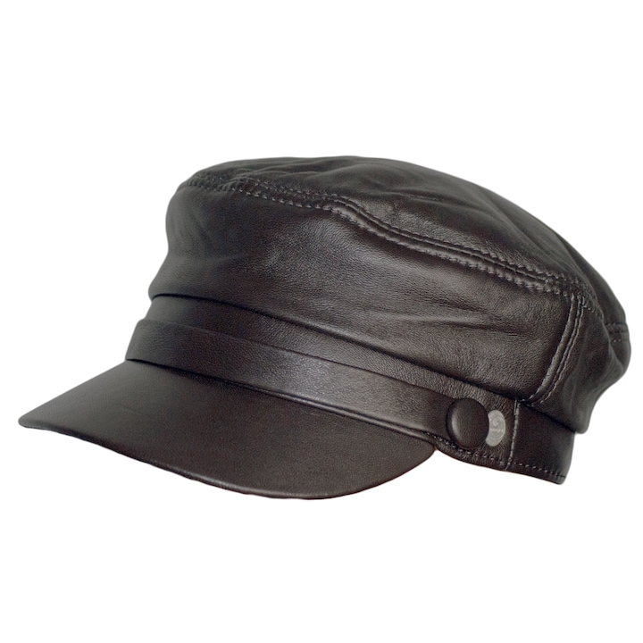 Дамски кожен каскет с козерка Dazoriginal Bakerboy, Естествена кожа, 55-59cm, Кафяв