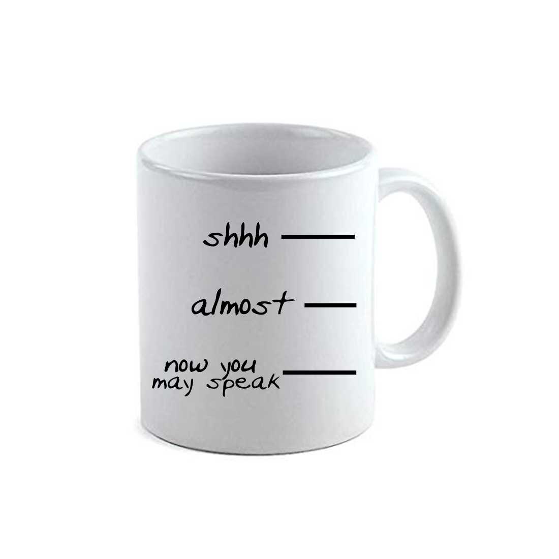 Cana personalizata Shhh almost,ceramica alba, 330ml
