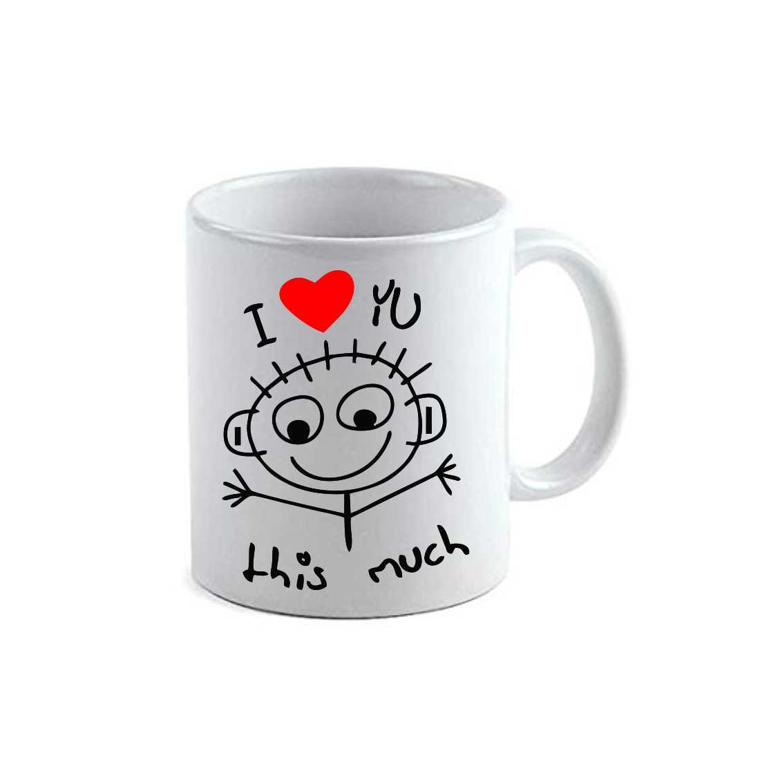 Cana personalizata Love you this much,ceramica alba, 330ml
