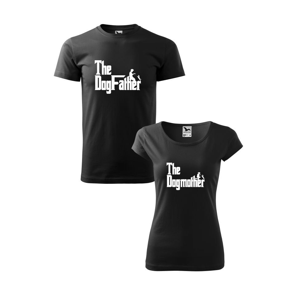 Set 2 Tricouri El & Ea Dogmother & Dogfather, Malfini, Negru,XS