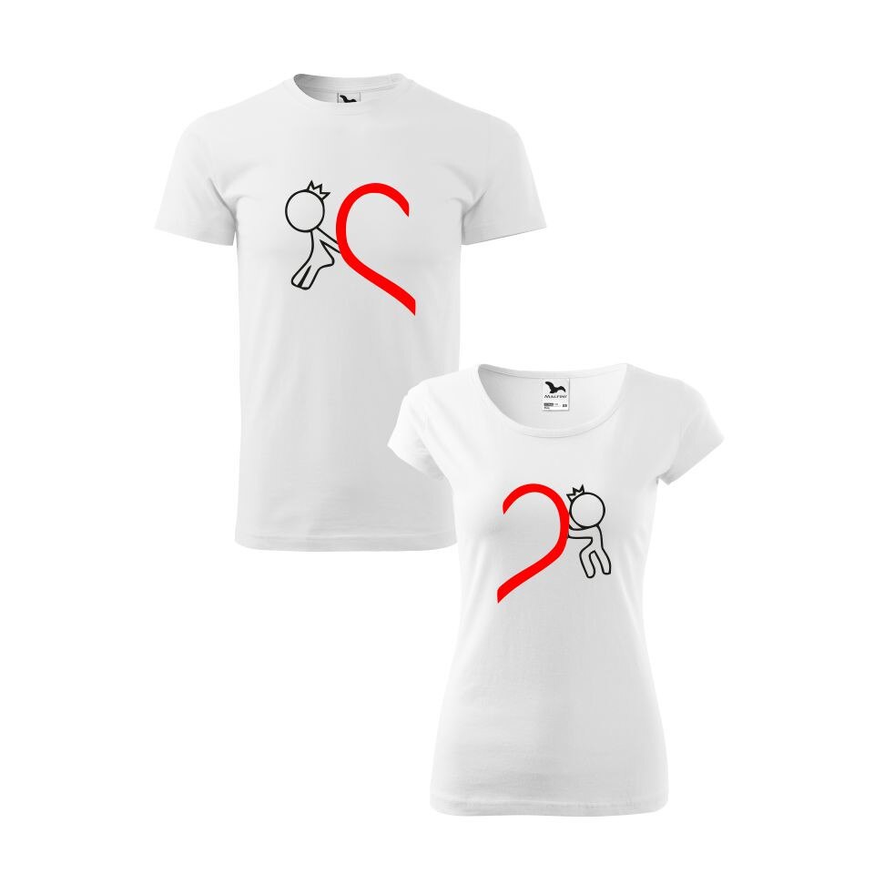 Set 2 Tricouri El & Ea Heart, Malfini, Alb,S