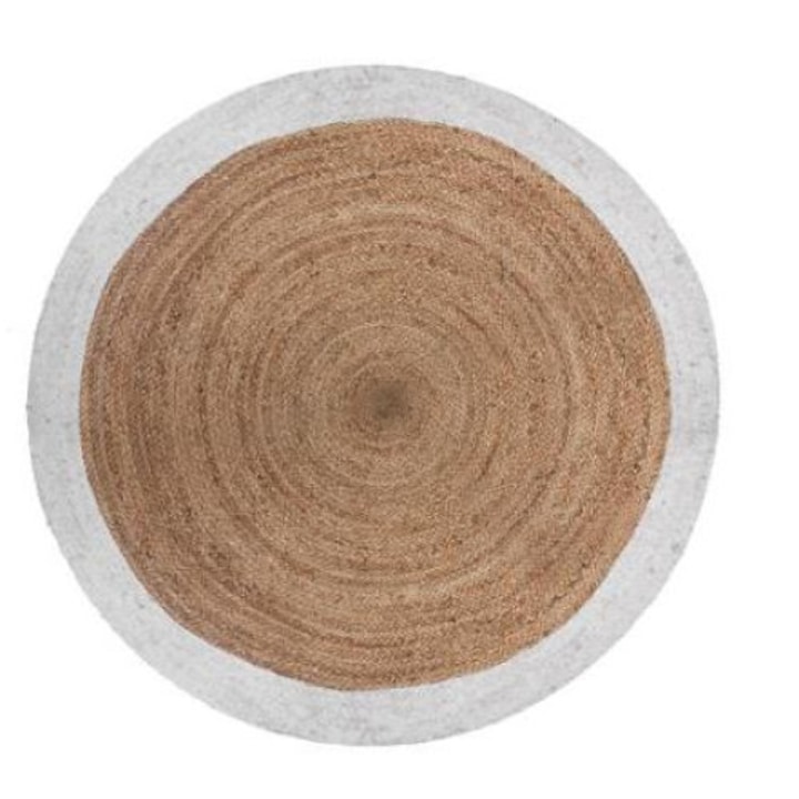 Atmosphera kerek juta szőnyeg fehér szegéllyel, 120 cm
