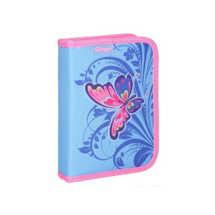 Spirit 4060007 Spirit: Pillangós kék-rózsaszín kihajtható töltött tolltartó 28 db-os Többszínű