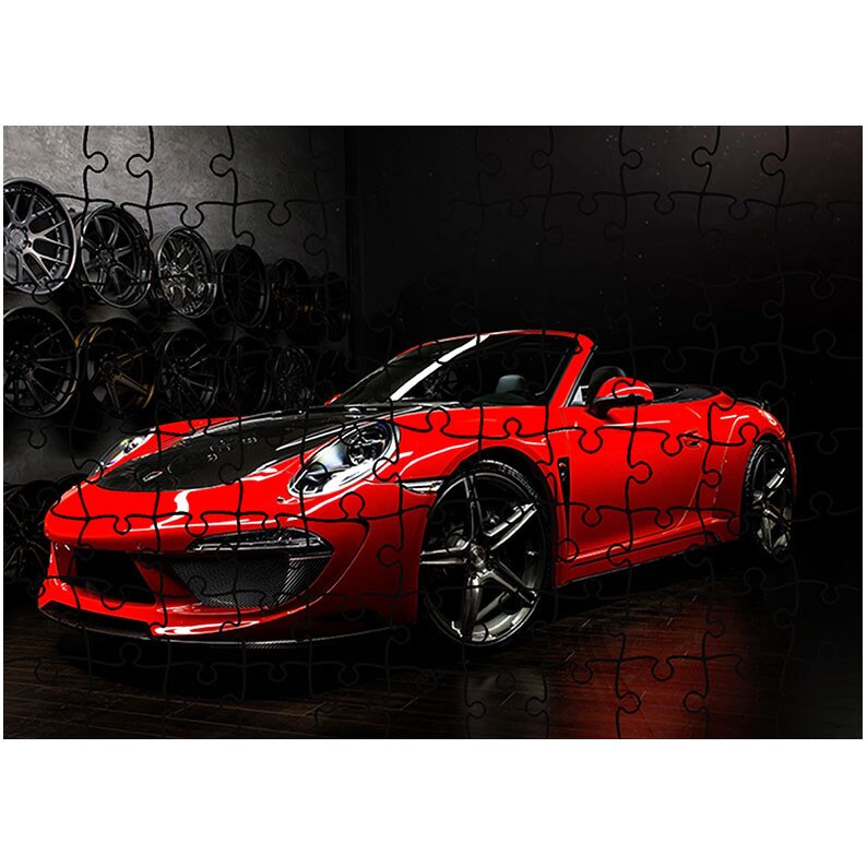 Puzzle Heartwork 96 piese, Porsche Rosu, Latime 40,5 cm x Inaltime 28,7 cm