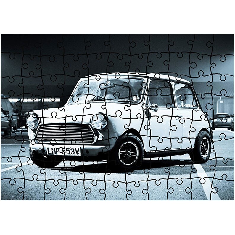 Puzzle Heartwork 96 piese, FIAT 500 Alb, Latime 40,5 cm x Inaltime 28,7 cm