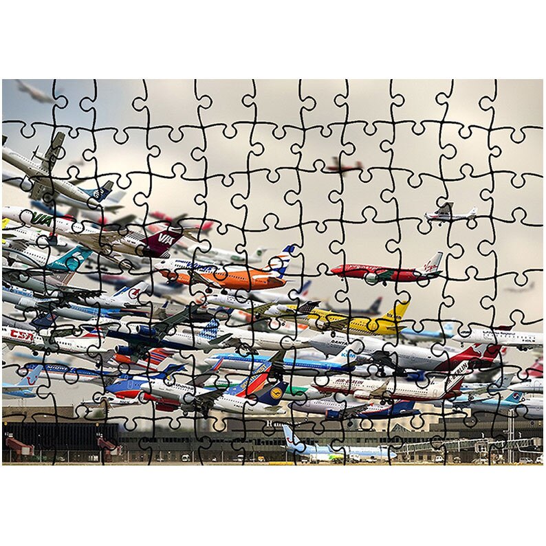Puzzle Heartwork 96 piese, Avioane de linie, Latime 40,5 cm x Inaltime 28,7 cm