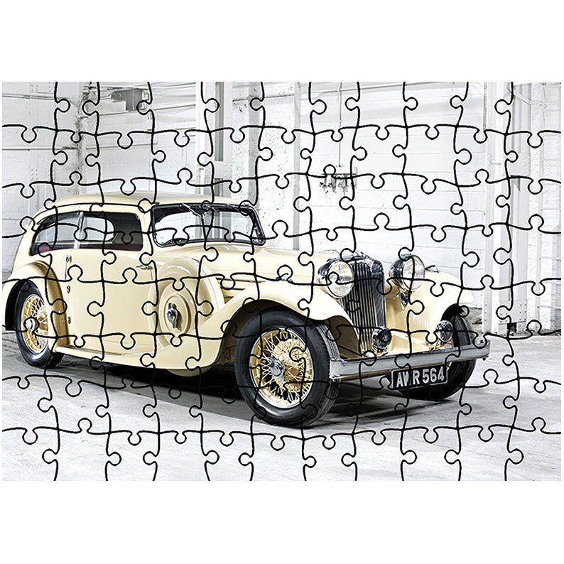 Puzzle Heartwork 96 piese, Masina de Epoca Crem, Latime 40,5 cm x Inaltime 28,7 cm