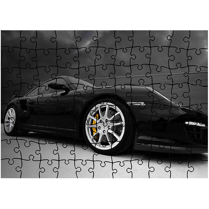 Puzzle Heartwork 96 piese, Porsche Carrera Negru, Latime 40,5 cm x Inaltime 28,7 cm