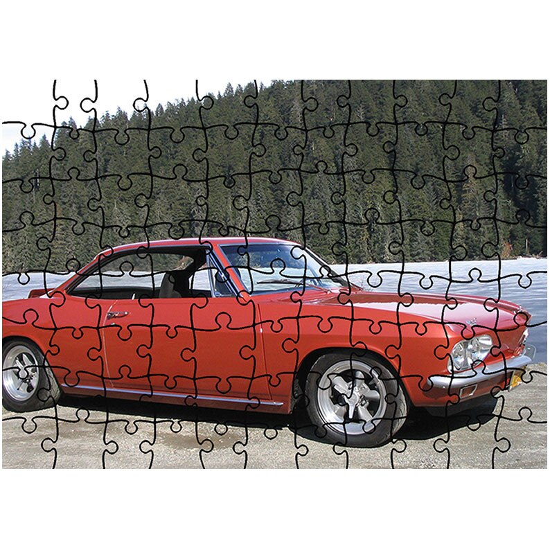 Puzzle Heartwork 96 piese, 1965 Chevrolet Corvair, Latime 40,5 cm x Inaltime 28,7 cm