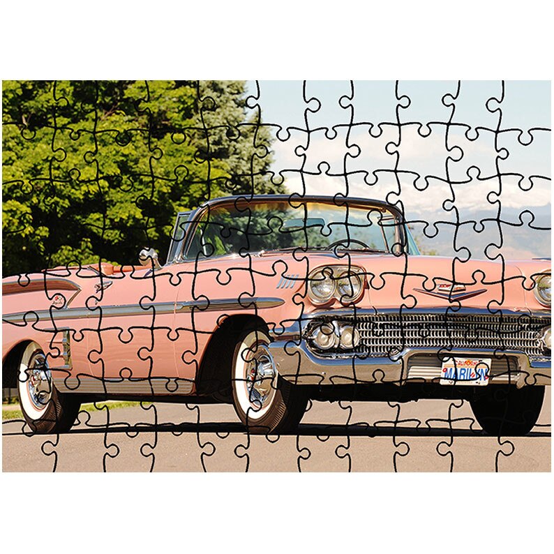 Puzzle Heartwork 96 piese, Chevrolet Bel Air Impala Convertible 1958, Latime 40,5 cm x Inaltime 28,7 cm