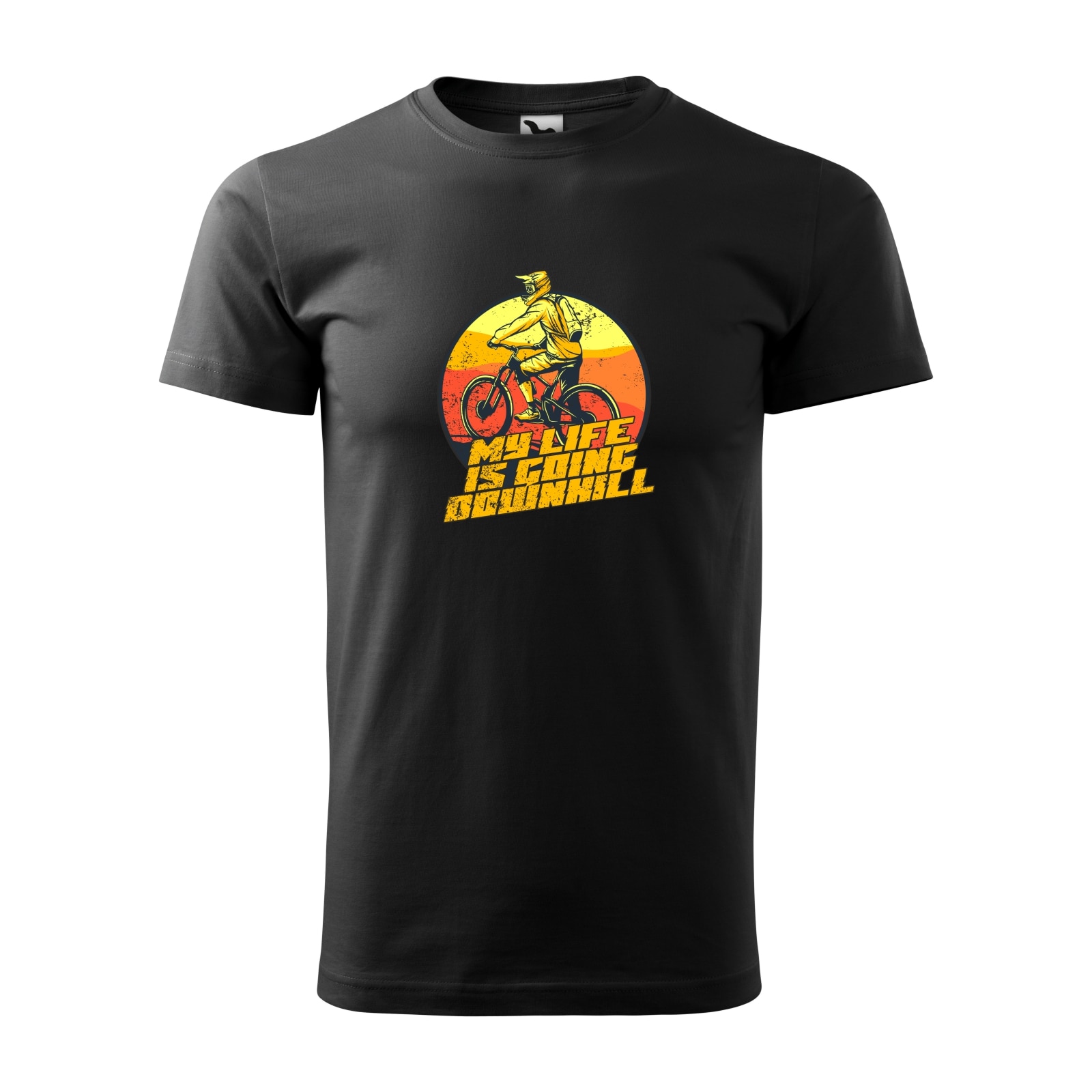 Tricou negru barbati, idee de cadou, pentru biciclisti de downhill, My Life Is Going Downhill Fast, marime 2XL
