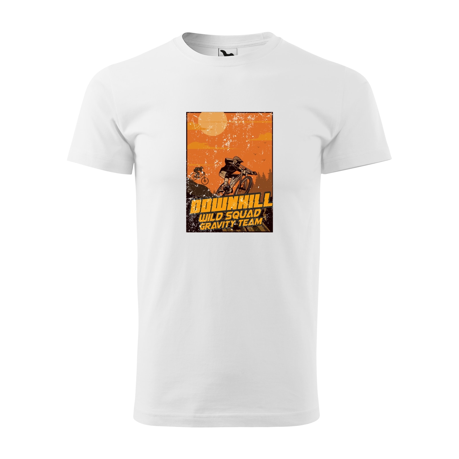 Tricou alb barbati, idee de cadou, pentru biciclisti de downhill, Downhill Wild Squad Gravity Team, marime 2XL