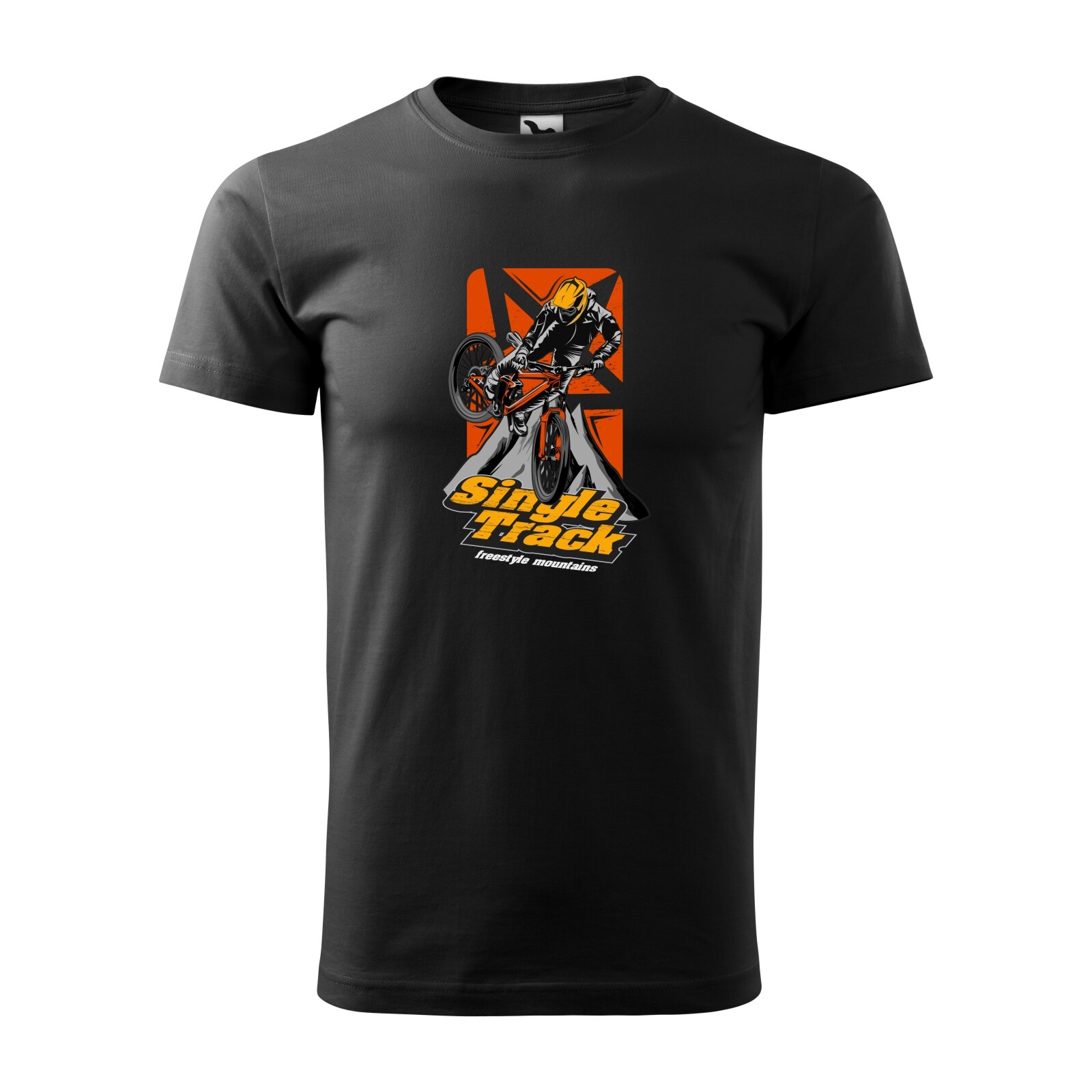 Tricou negru barbati, idee de cadou, pentru biciclisti de downhill, Single Track Downhill, marime M