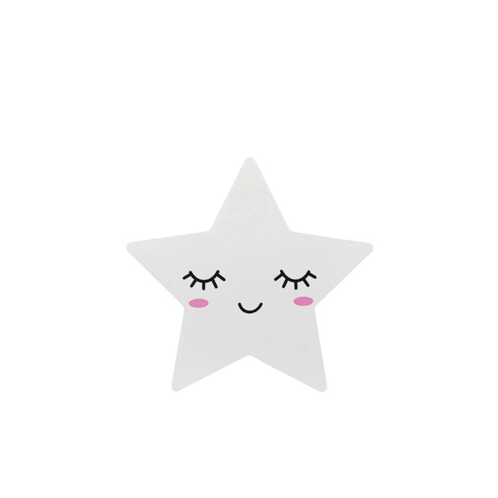 Lampa veghe, Lemn, Stea, Alba, LED, 21x21 cm