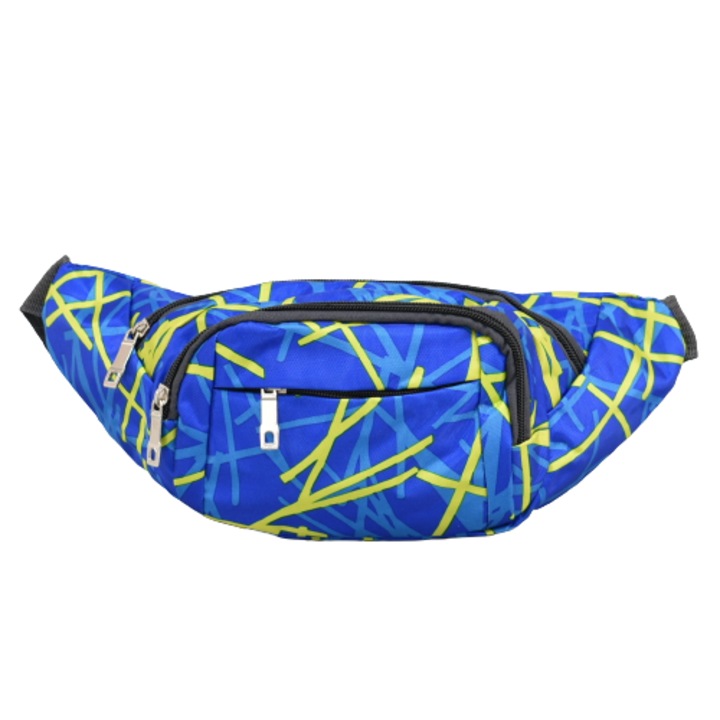 Crossbody táska 2093, 27/13/10 cm, textil, világoskék/sárga