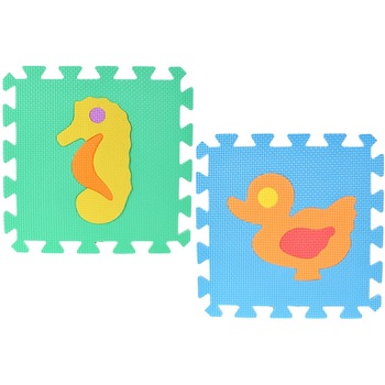 Covor puzzle din spuma MalPlay, 10 piese cu animale, 29 x29 cm Covor puzzle din spuma MalPlay, 10 piese cu animale, 29 x29 cm