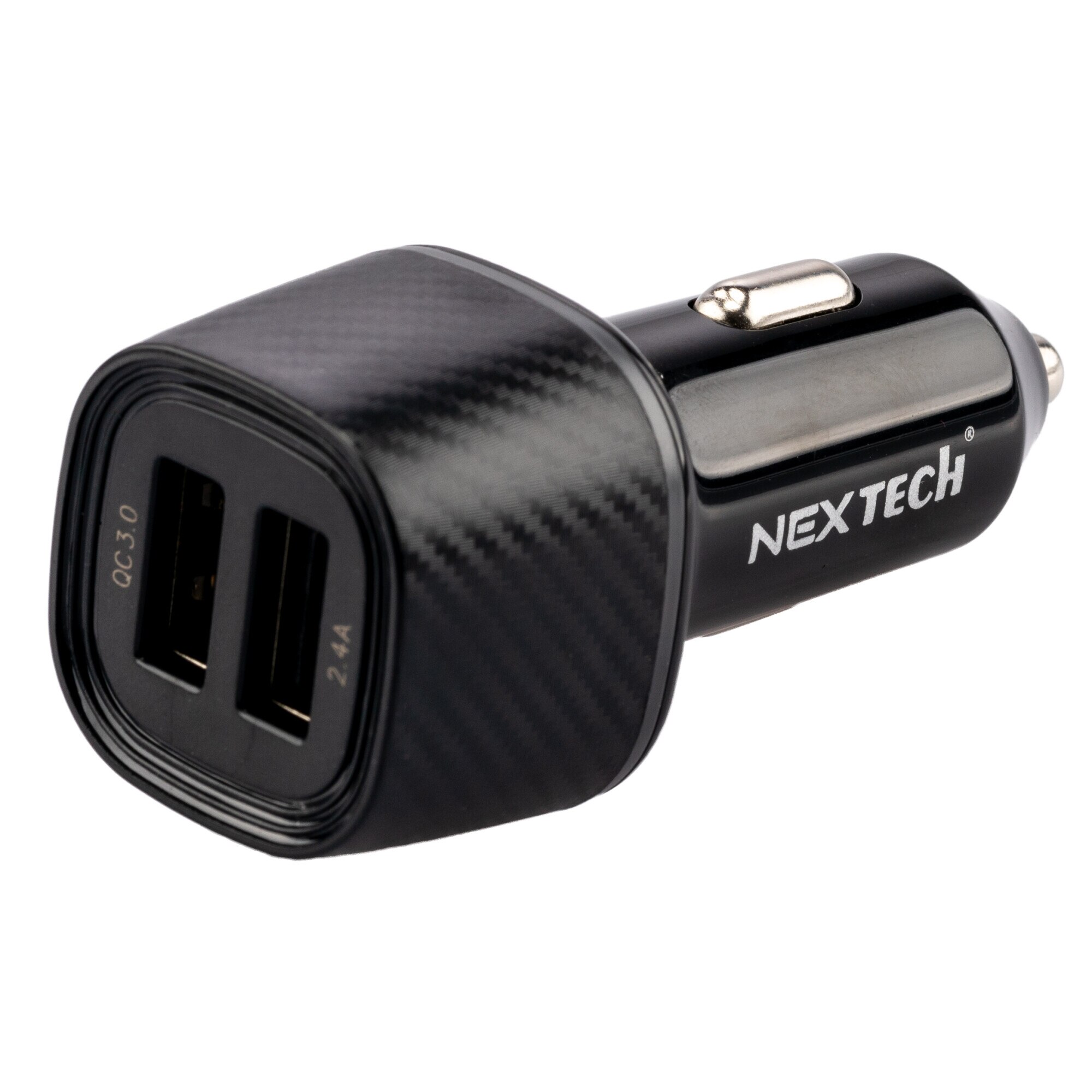 Incarcator auto NEX TECH 5.4A 30W compatibil cu iPhone/Samsung/Huawei/LG/Xiaomi Quick Charge 2xUSB Negru