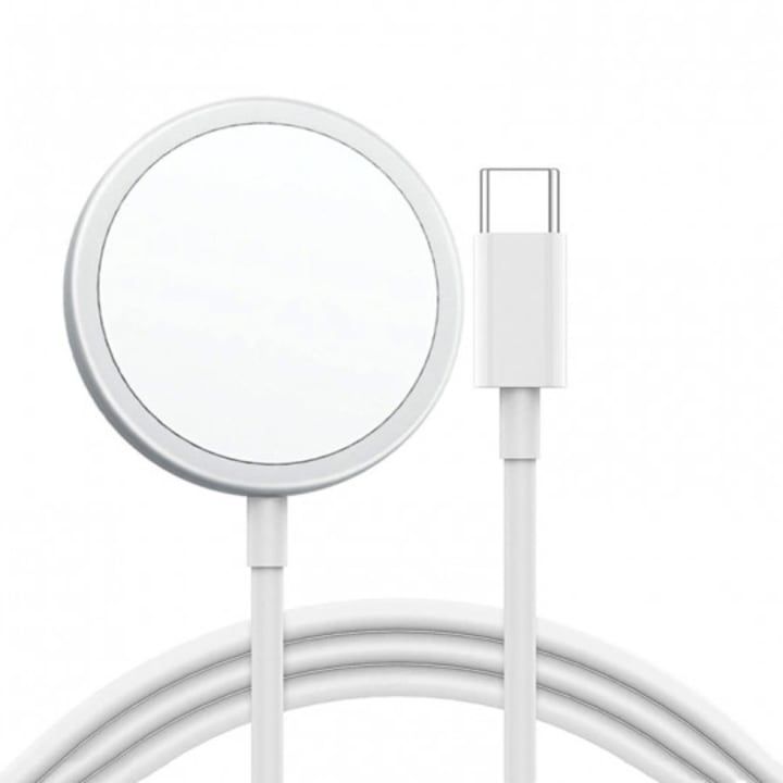 Apple Töltő, 15 W, vezeték nélküli, MagSafe, iPhone, AirPods és Apple Watch számára, USB-C kábel, fehér, BBL2018