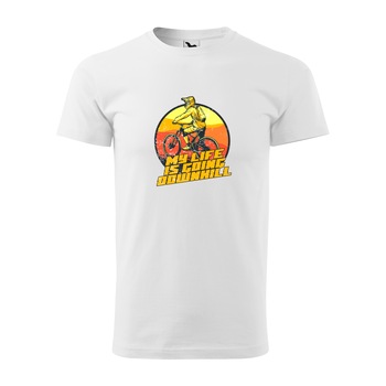 Tricou alb barbati, idee de cadou, pentru biciclisti de downhill, My Life Is Going Downhill Fast, marime XL