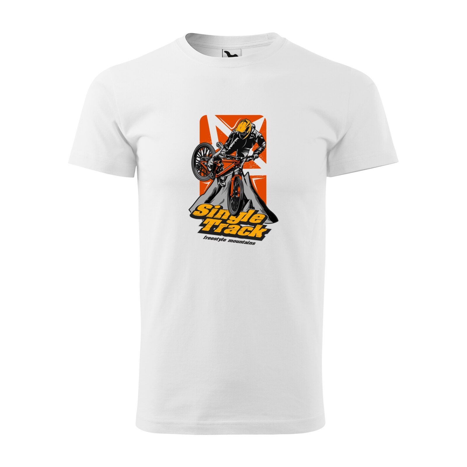 Tricou alb barbati, idee de cadou, pentru biciclisti de downhill, Single Track Downhill, marime 2XL