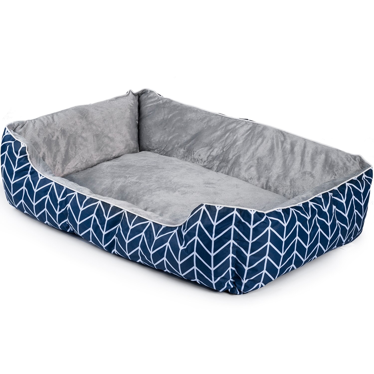 Culcus Confortabil pentru Caini sau Pisici, 100 x 70 x 25 cm, Albastru-Gri