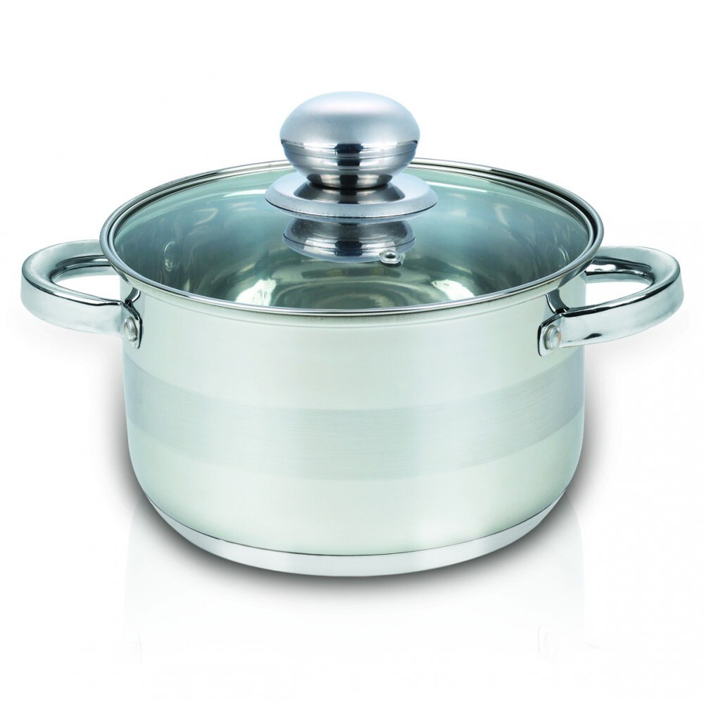 Oala cu capac Rosberg R51210B26, 26 cm, 7.8 litri, Fund capsulat, Inox