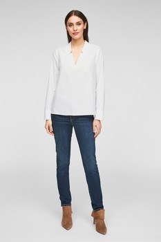 s.Oliver, Bluza din amestec de lyocell cu decolteu in V, Alb s.Oliver, Bluza din amestec de lyocell cu decolteu in V, Alb
