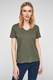 s.Oliver, Tricou din bumbac cu decolteu in V, Verde militar, 42