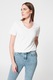 s.Oliver, Tricou din bumbac cu decolteu in V, Alb, 38