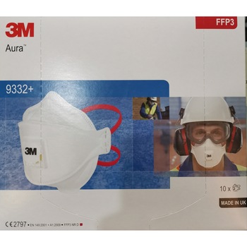 Set 10 Masti protectie, 3M, FFP3, 9332+, pliabila, Supapa 3M Cool Flow, 5 straturi, alb, adulti Set 10 Masti protectie, 3M, FFP3, 9332+, pliabila, Supapa 3M Cool Flow, 5 straturi, alb, adulti
