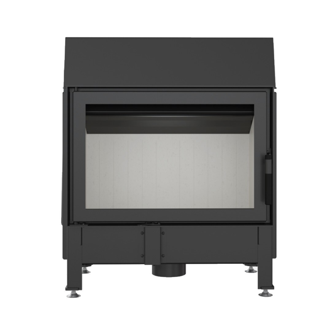 Semineu cu aer lemn , kratki, Zibi 12, otel, negru, 11kw, stanga