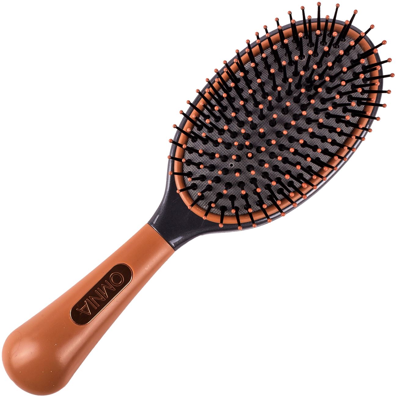 Perie de par, Zola, ovala, cu dinti moi, in 2 culori, maro/negru