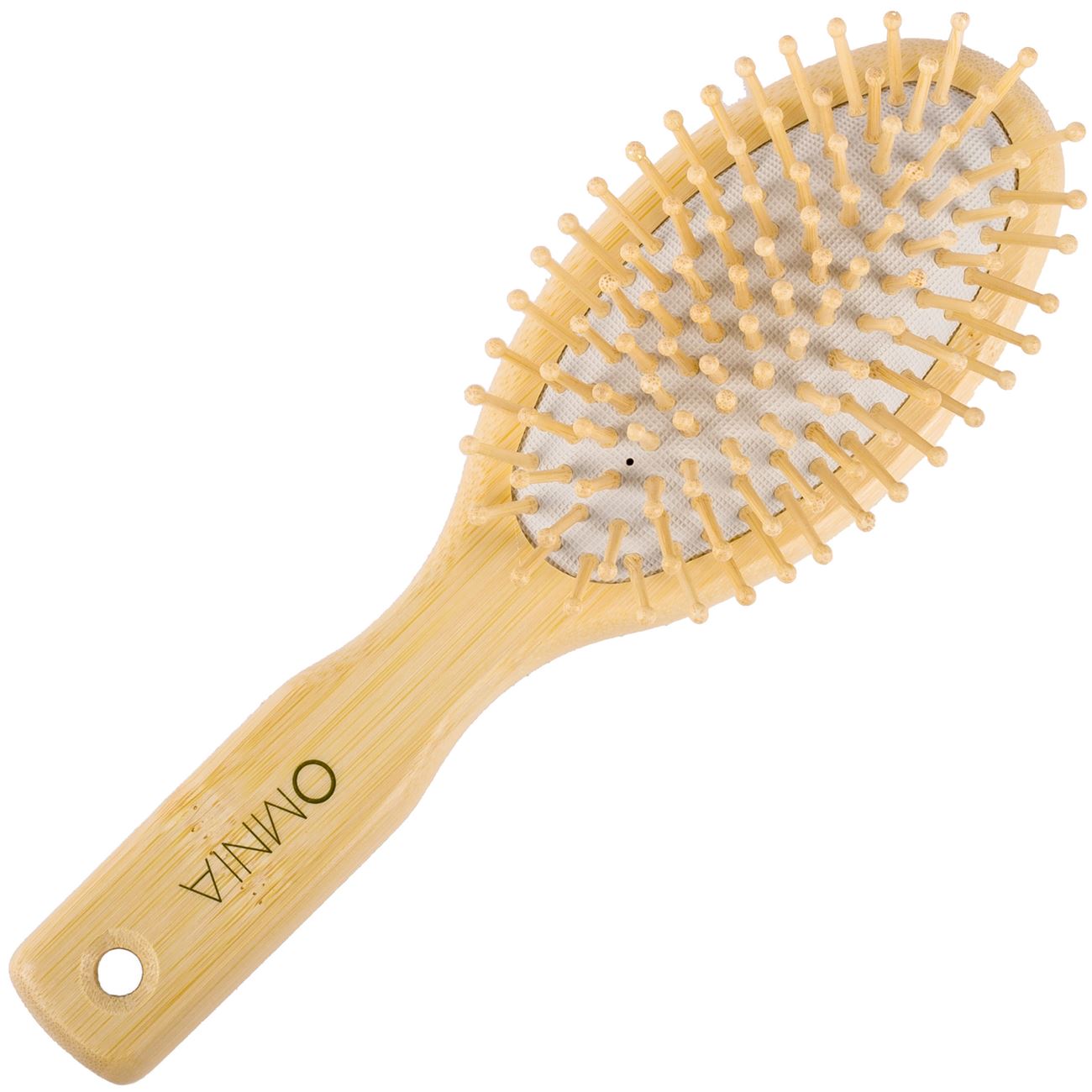 Perie de par, Zola, ovala, cu dinti moi, din lemn, crem/alb