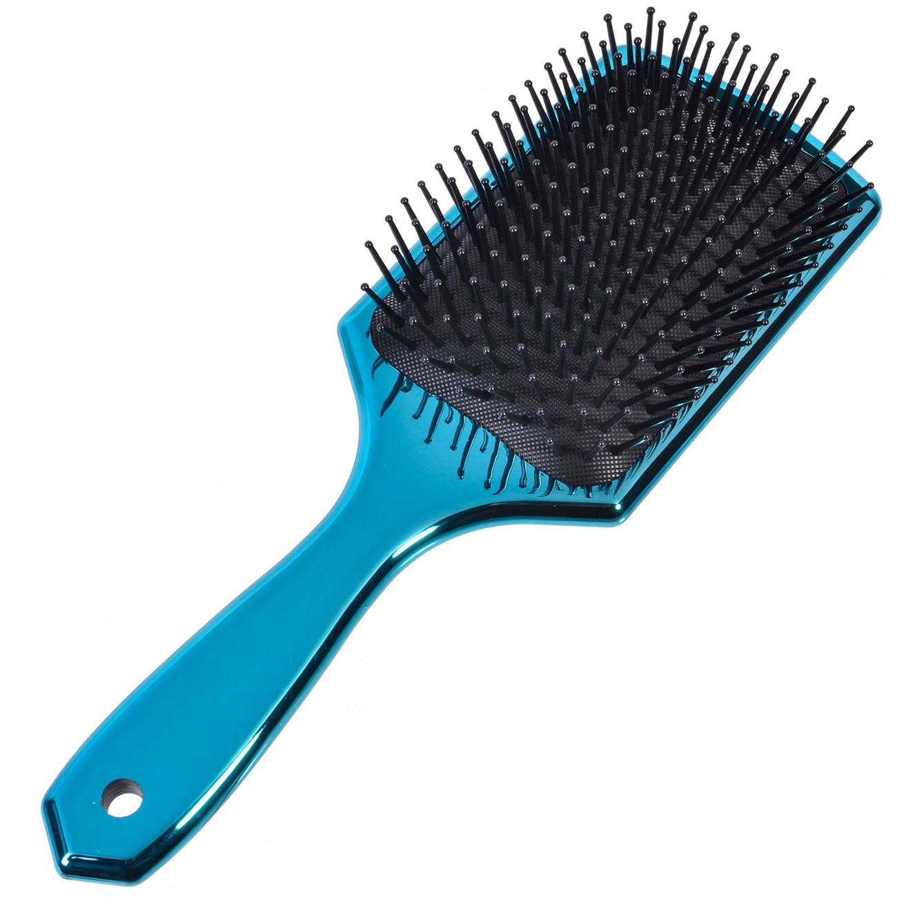 Perie de par, Zola, cu dinti moi, dreptunghiulara, albastru metalizat, 25 cm