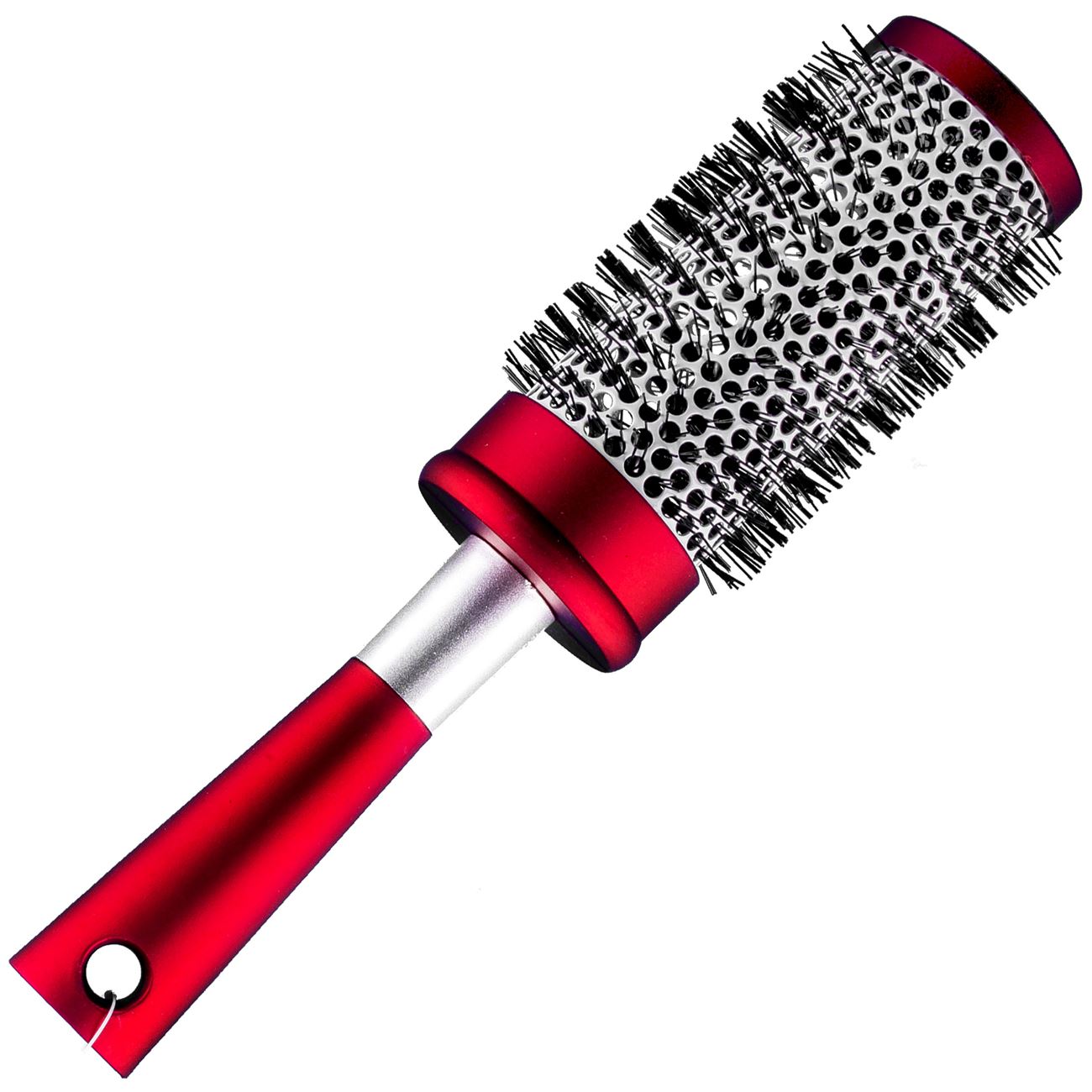 Perie de par, Zola, din ceramica, rotunda, rosie/argintie