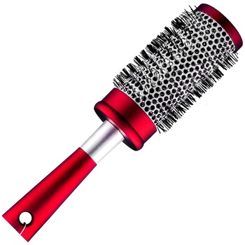 Perie de par, Zola, din ceramica, rotunda, rosie/argintie Perie de par, Zola, din ceramica, rotunda, rosie/argintie