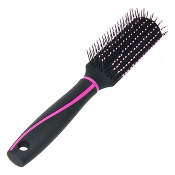 Perie de par, Zola, ingusta, cu dinti moi, negru/roz, 22 cm Perie de par, Zola, ingusta, cu dinti moi, negru/roz, 22 cm
