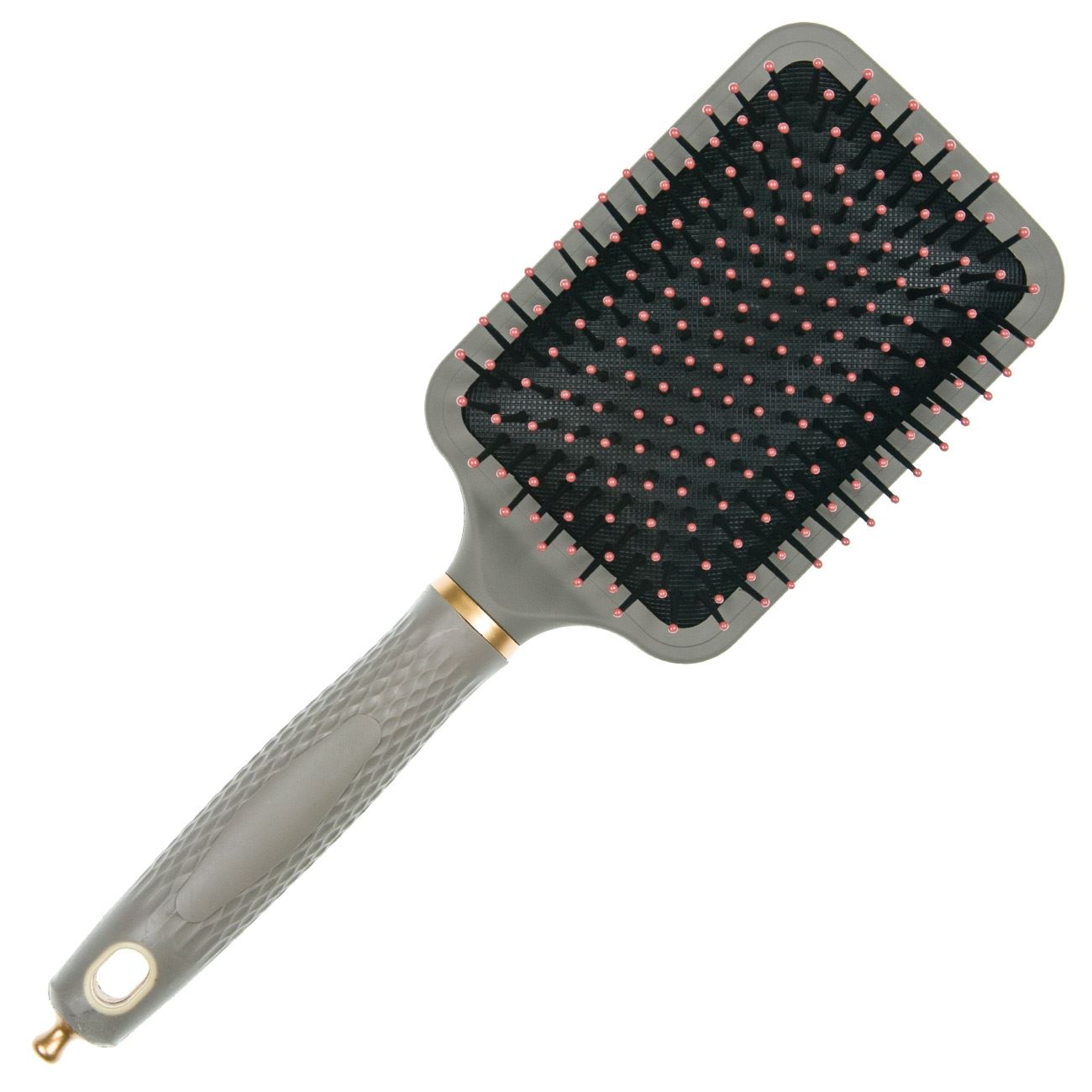 Perie de par, Zola, cu dinti moi, dreptunghiulara, gri/negru, 22 cm