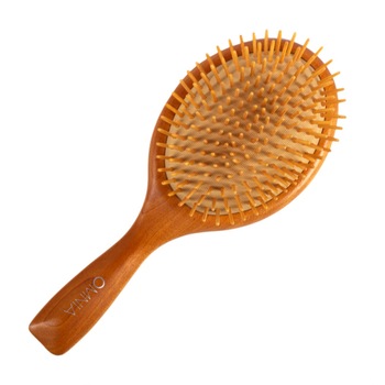 Perie de par, Zola, rotunda, cu dinti moi, din lemn, maro/crem Perie de par, Zola, rotunda, cu dinti moi, din lemn, maro/crem