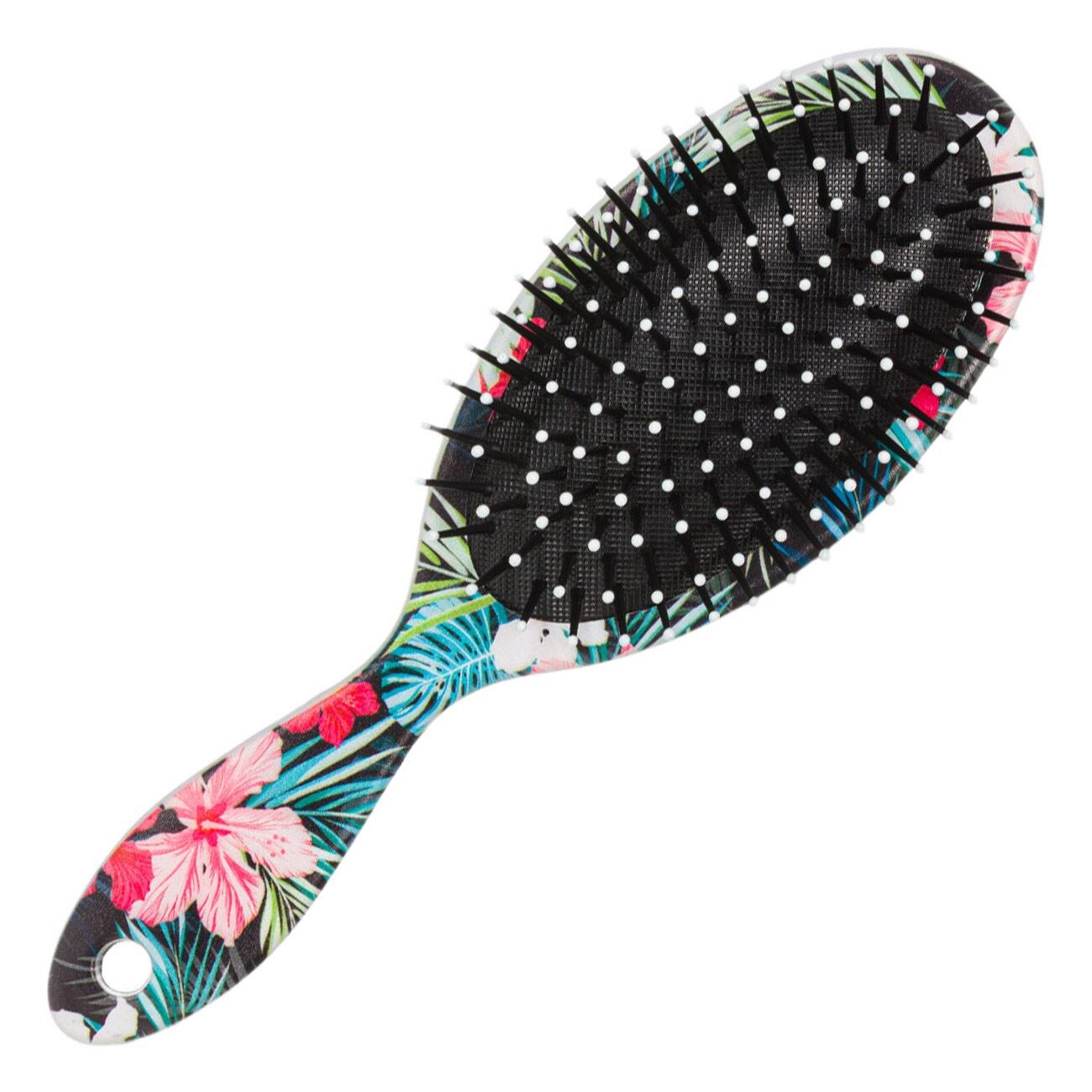 Perie de par, Zola, ovala,cu dinti moi, model floral, 23 cm