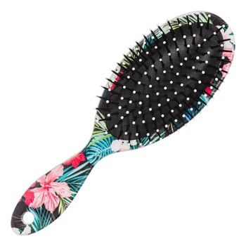 Perie de par, Zola, ovala,cu dinti moi, model floral, 23 cm Perie de par, Zola, ovala,cu dinti moi, model floral, 23 cm