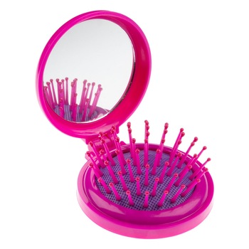 Perie de par pentru fetite, Zola, cu dinti moi, rotunda cu oglinda, LOL, 7 cm Perie de par pentru fetite, Zola, cu dinti moi, rotunda cu oglinda, LOL, 7 cm