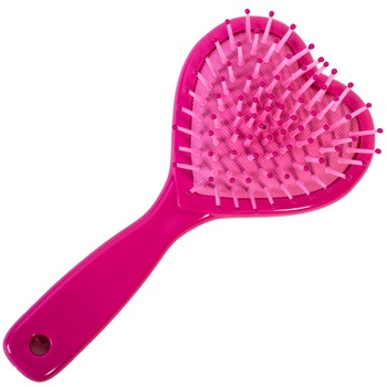 Perie de par pentru fetite, Zola, cu dinti moi, in forma de inimioara, roz, 15 cm Perie de par pentru fetite, Zola, cu dinti moi, in forma de inimioara, roz, 15 cm
