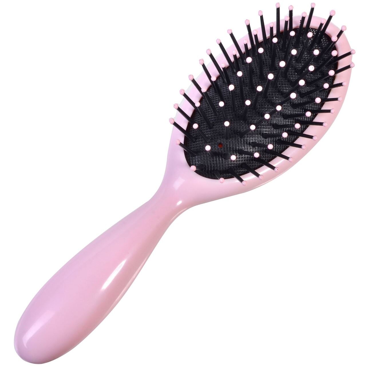 Perie de par pentru fetite, Zola, ovala, cu dinti moi, roz cu fetite, 18 cm