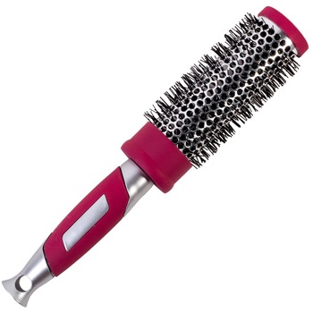 Perie de par, Zola, din ceramica, rotunda, roz/argintie Perie de par, Zola, din ceramica, rotunda, roz/argintie