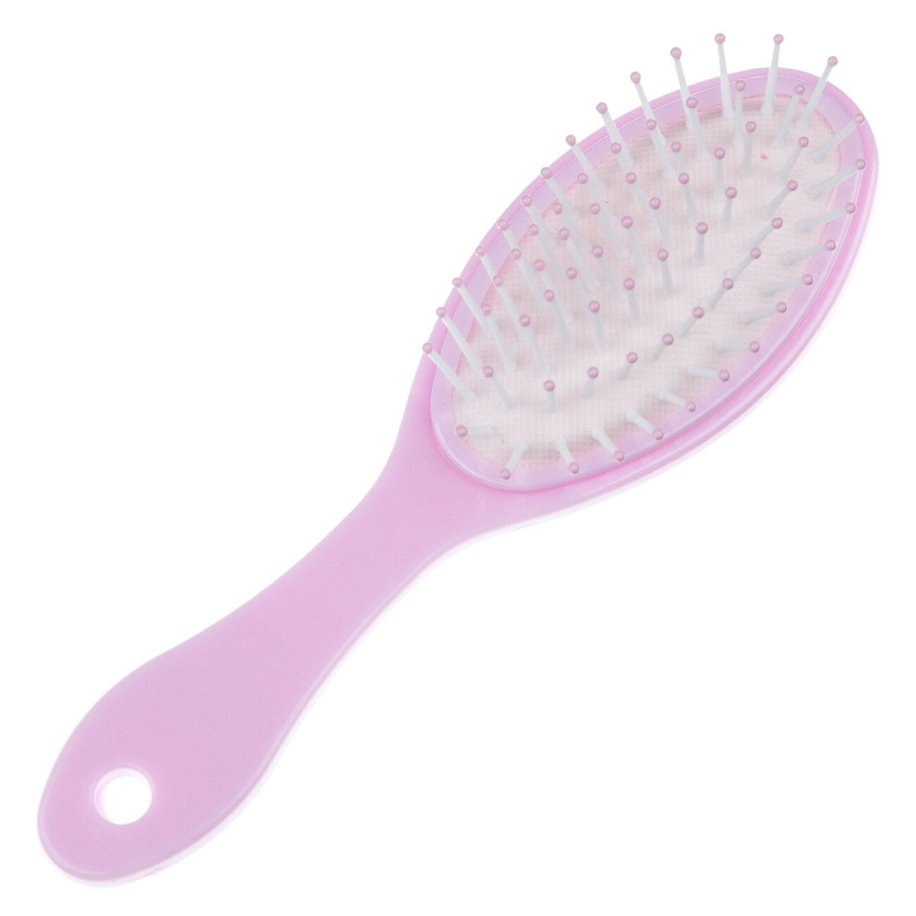 Perie de par pentru fetite, Zola, ovala, cu dinti moi, roz cu LOL