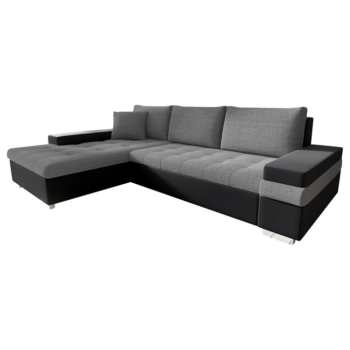 Coltar rabatabil Kanton Mini, MIRJAN24, negru / gri, 274x182x83 cm