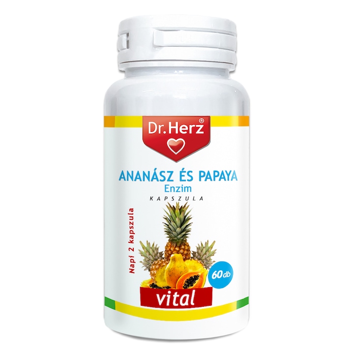 Extract din Ananas si Papaya, Dr Herz, enzime pentru silueta ideala, 60 capsule