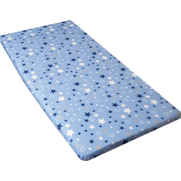 Cearceaf cu elastic stelute albastru 140 x 70 cm