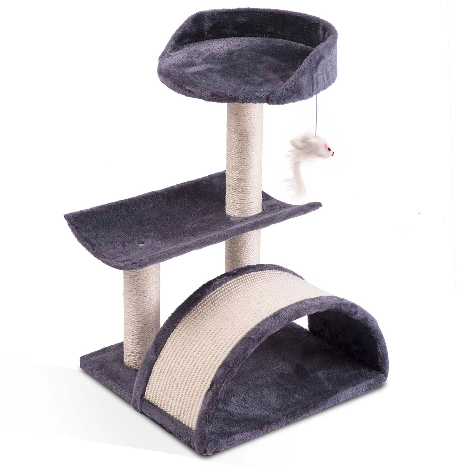 Ansamblu de joaca din sisal pentru pisici Pethaus, inaltime 58 cm, gri